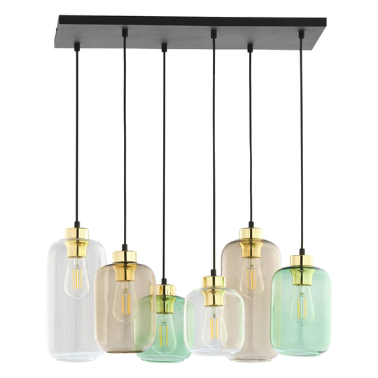 Riippuvalo Marco Green 6-lamp. kirkas/vihreä/rusk.