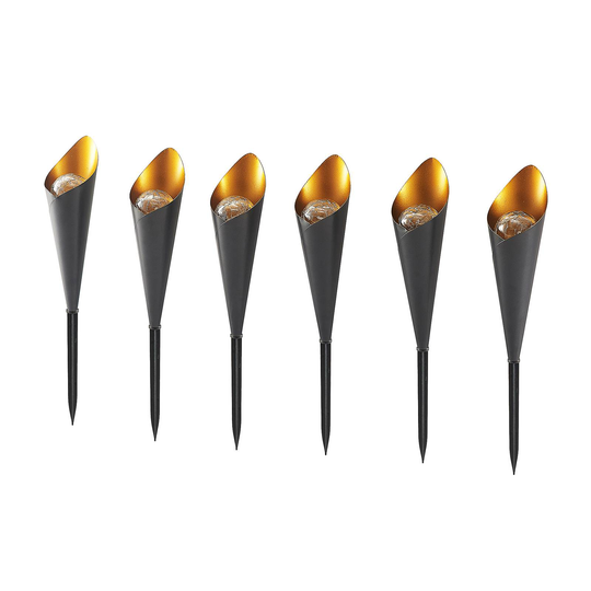 Lindby Jalf -LED-aurinkolamppu 6 kpl, tummanharmaa