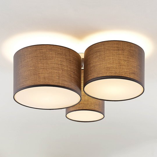 Lindby Laurenz -kattovalaisin, 3-lamp., harmaa