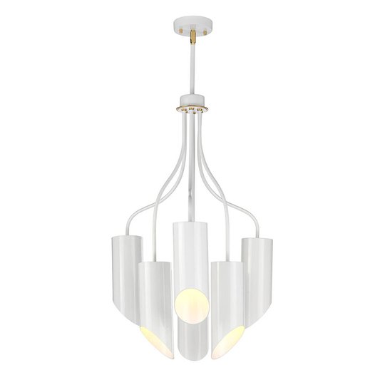 Riippuvalo Quinto 6-lamp, valkoinen/messinki