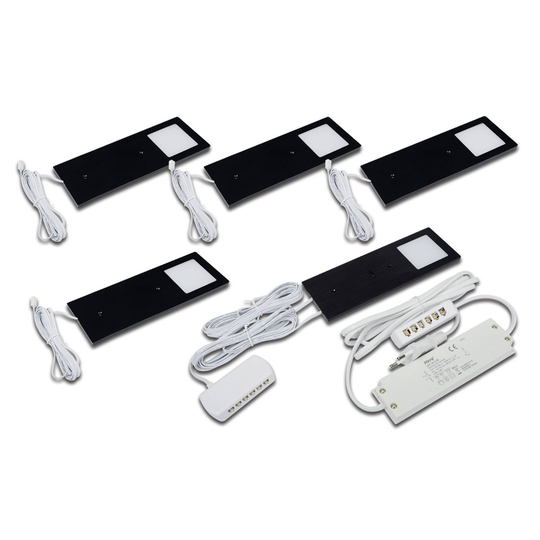 LED-kaapinalusvalaisin Eco-Pad F 5 kpl 3000K musta