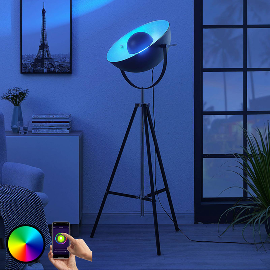Lindby Smart 3-jalkainen LED-lattiavalaisin Muriel