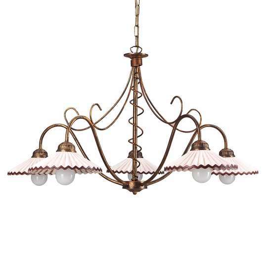 Riippuvalo Rosina 5-lamp. vaaleanpunainen/pronssi