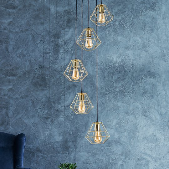 Riippuvalaisin Diamond, 5-lamp., kulta/musta