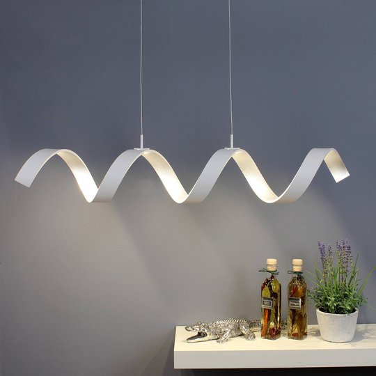 LED-riippuvalaisin Helix, valkoinen-hopea, 80cm