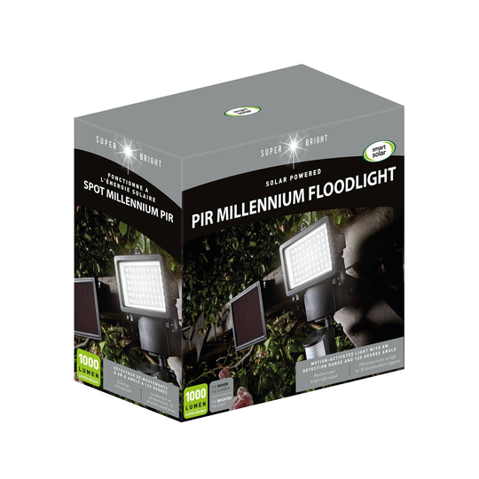 Millenium-LED-aurinkoseinälamppu tunnistimella