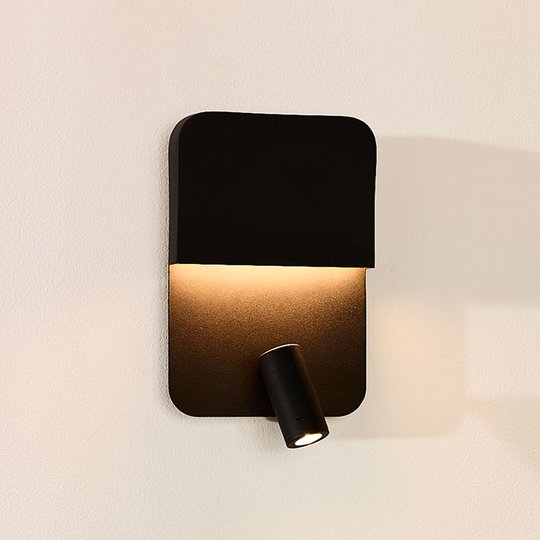 LED-seinävalaisin Boxer spotilla, musta