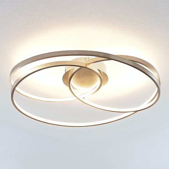 Lindby Ronka LED-kattovalaisin, satinoitu nikkeli