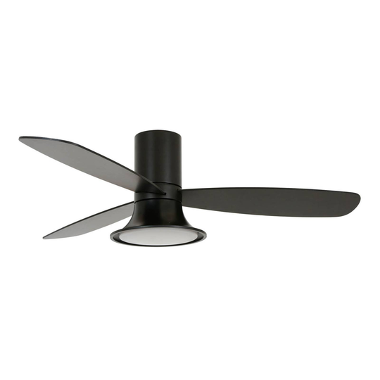 Flusso-kattotuuletin LED-valaisimella, musta