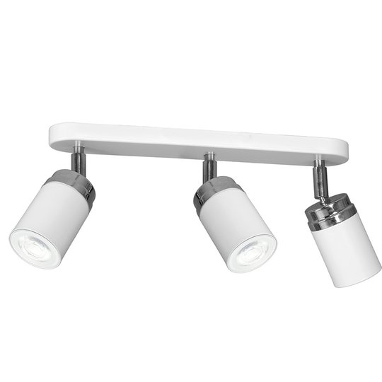 Kattospotti Reno, 3-lamppuinen, valkoinen/kromi