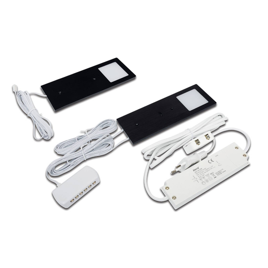 LED-kaapinalusvalaisin Eco-Pad F 2 kpl 3000K musta