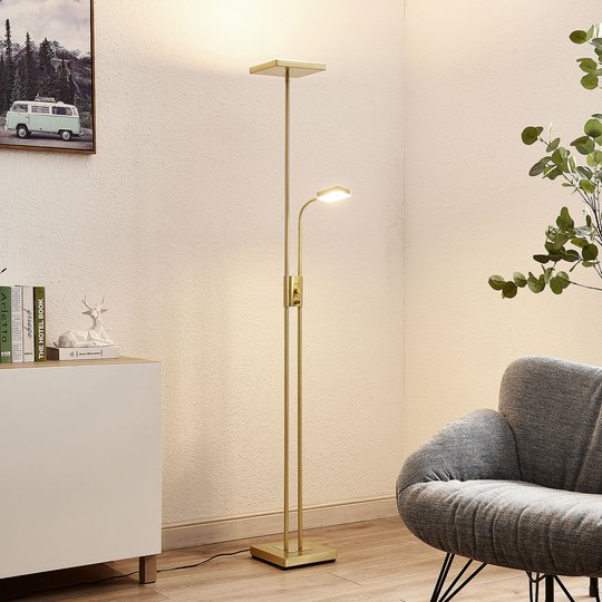 Lindby Seppa -LED-lattiavalo, kulmikas, messinki