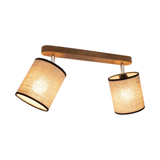 Tubo-kattokohdevalo, mänty, beige, 2-lamppuinen