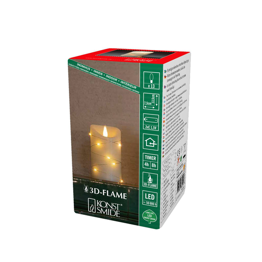 LED-vahakynttilä creme, valoväri meripihka, Ø7,5cm