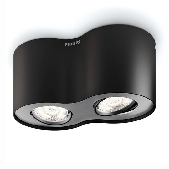 Phase – musta LED-kohdevalaisin, kaksilamppuinen