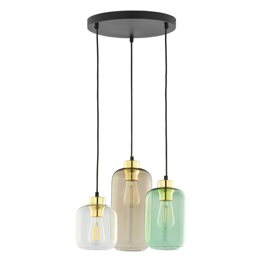 Riippuvalo Marco Green 3-lamp. kirkas/vihreä/rusk.