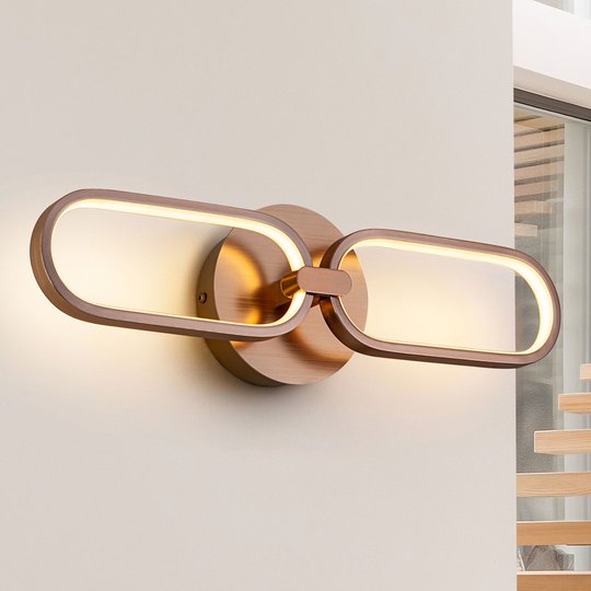 LED-seinävalaisin Colette 2-lamppuinen, ruusukulta