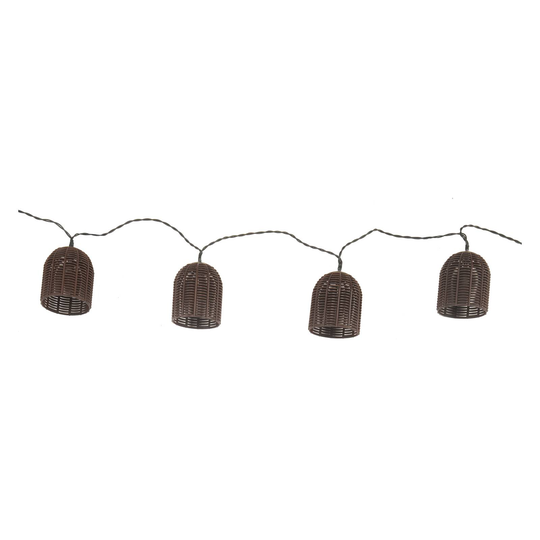 Faux Rattan -LED-aurinkovaloketju, 10-lamppuinen