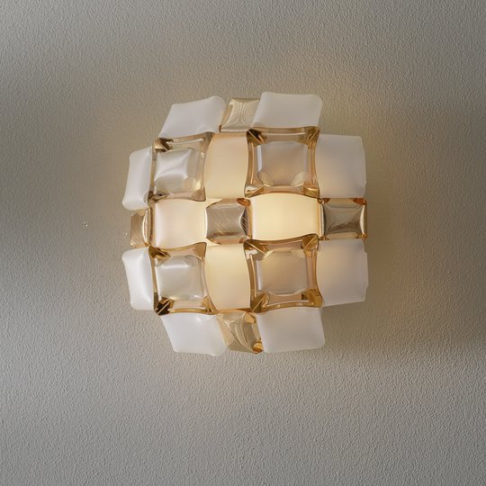 Slamp Mida -seinävalaisin, 32x32 cm, kulta/valk.