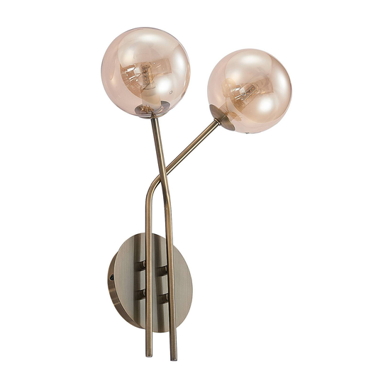 Lucande Wynona -seinävalaisin, 2-lamp., messinki