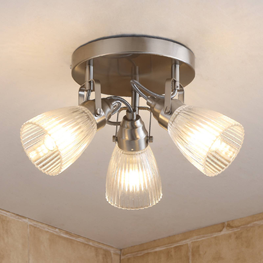 Pyöreä kh LED-kattovalaisin Kara, uritettu lasi