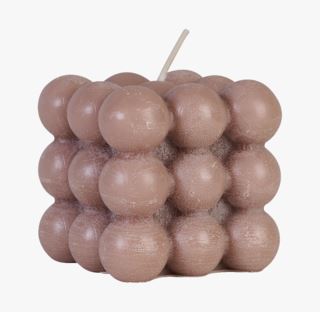 Bubble square koristekynttilä beige
