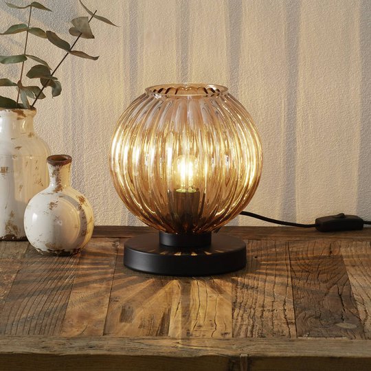 Pöytävalaisin Zucca lasivarjostimella, amber