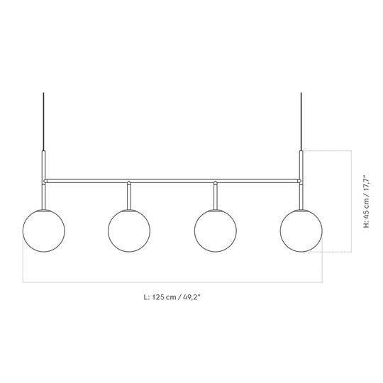 Menu TR Bulb LED-riippuvalo, 4-lamp. musta/mattai