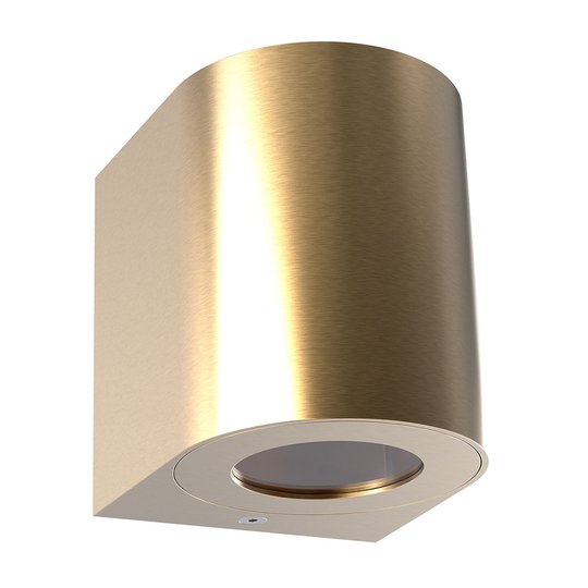 LED-ulkoseinälamppu Canto 2, 10 cm, messinki