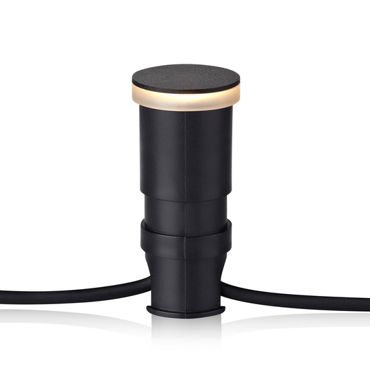 Garden 24 Decklight, musta 3W sivuvalo Ø 4,5 cm