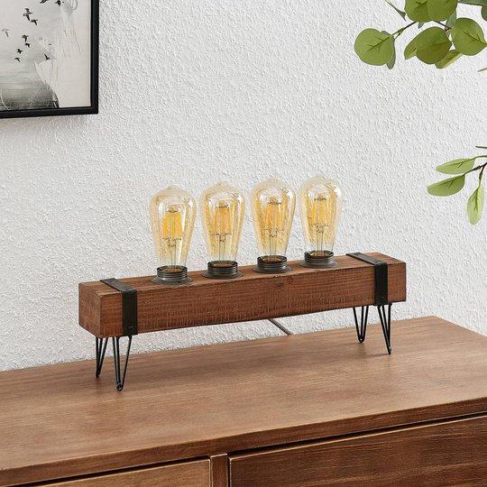 Lindby Sverina -pöytävalaisin puuta nelilamppuinen