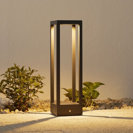 LED-pollarivalaisin Carlota, tummanharmaa, 50 cm