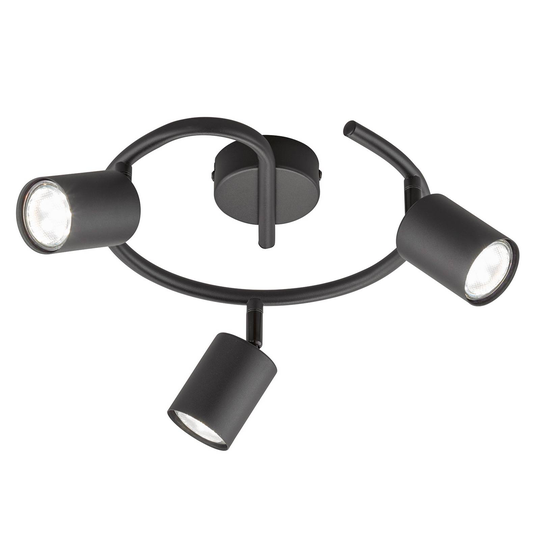 LED-kattokohdevalo Vano musta, 3-lamppuinen pyöreä
