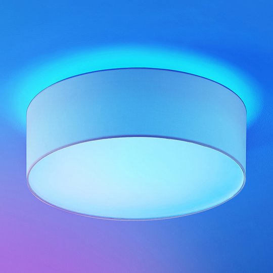 Lindby Finnek RGB-LED-kattovalo, kangasvarjostin