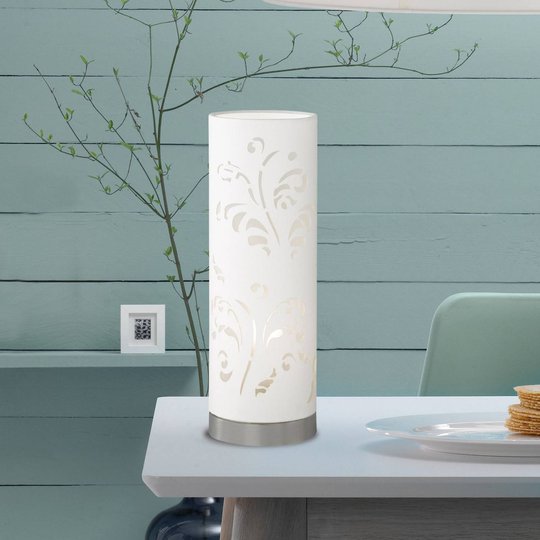 Putkimainen Flora-pöytävalaisin koristekuviolla