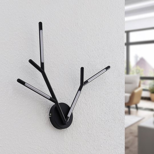 Lucande Cuerno -LED-seinävalaisin musta-valkoinen