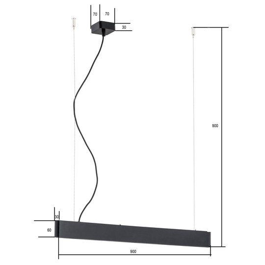 LED-riippuvalo Abbon, puinen varjostin, musta 90cm