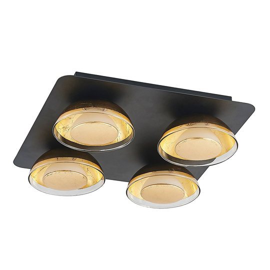 Lindby Erin -LED-kattovalaisin musta-kulta 4-lamp.