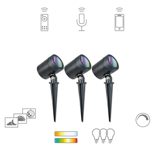 Müller Licht tint Flores -LED-kohdevalo ulos 3 kpl