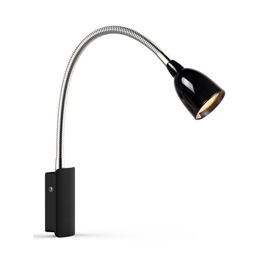 LED-seinävalaisin Tulip pistokejohdolla, musta