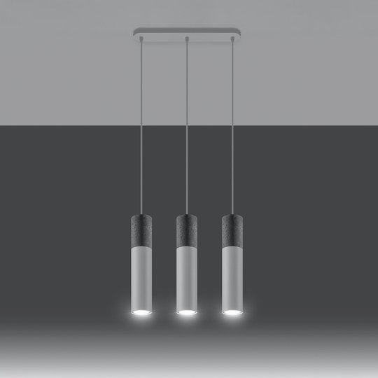 Riippuvalo Tube, betoni, valkoinen, 3-lamppuinen