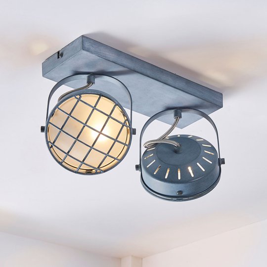 Kaksilamppuinen LED-kattolamppu Tamin, savunharmaa