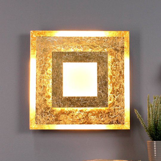 Window-LED-seinävalaisin, 39 x 39 cm, kulta