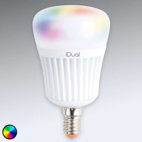 E14 iDual LED-lamppu, 7 W RGB ilman kaukosäädintä