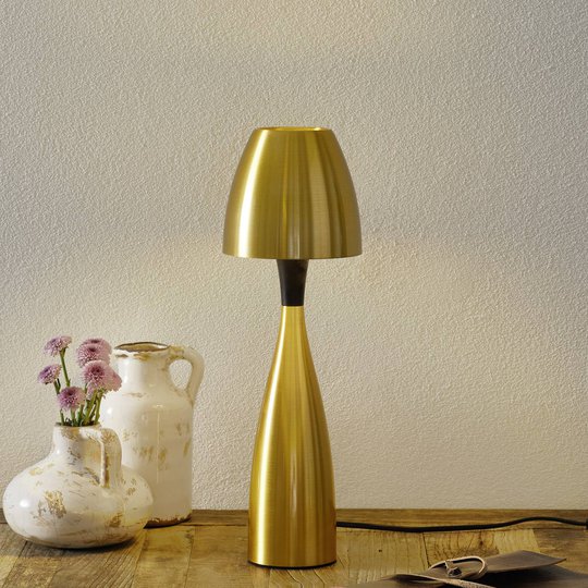 Messingin värinen Anemon LED-pöytävalaisin 38,9 cm