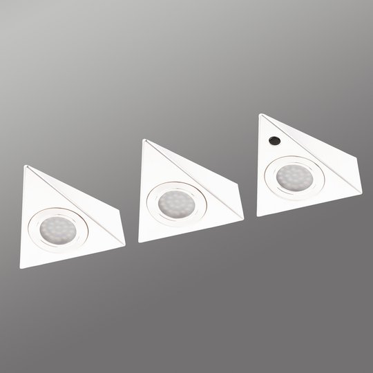 3 kpl valk. LED-kaapinalusvalaisin Cabinet Spots