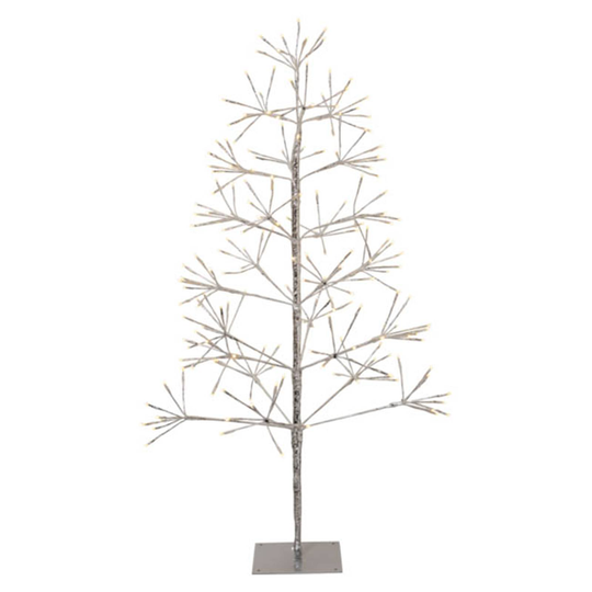 Flower Tree -LED-koristepuu IP44 hopea, K 120cm