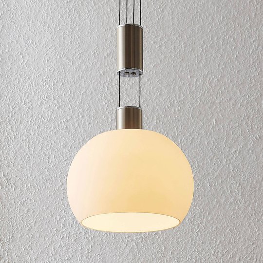 Lindby Aurell -riippuvalo, lasi, 1-lamp., nikkeli