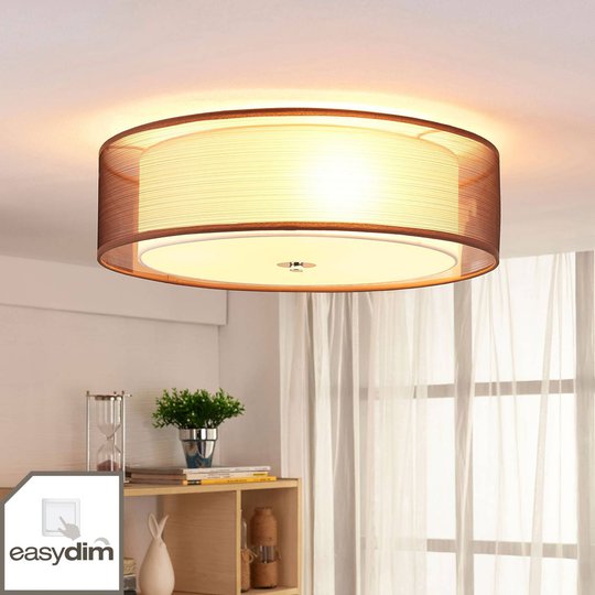Ruskea LED-kangaskattovalaisin Tobia, easydim