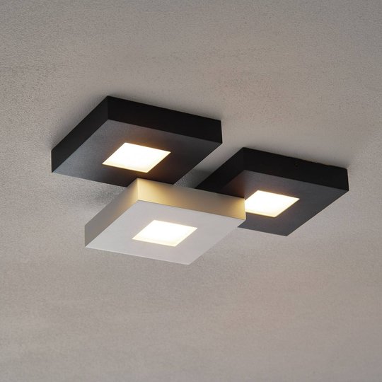 3-lamppuinen LED-kattovalaisin Cubus, mustavalk.
